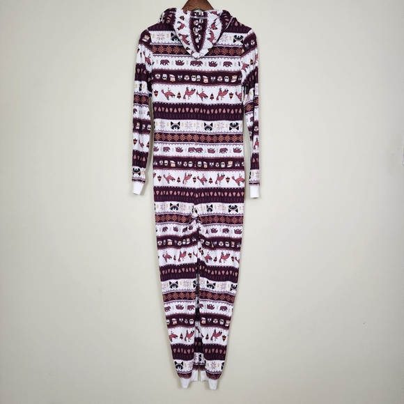 Cabin Fever Boho Tribal Onesie Pajamas Sz Small Stripe Animal Print Fox Owl Bear - Picture 6 of 10